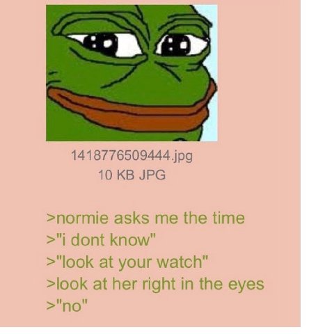 1418776509444 jpg 10 JPG >normie asks me the time dont know" >"look at your watch" >look at her right in the eyes