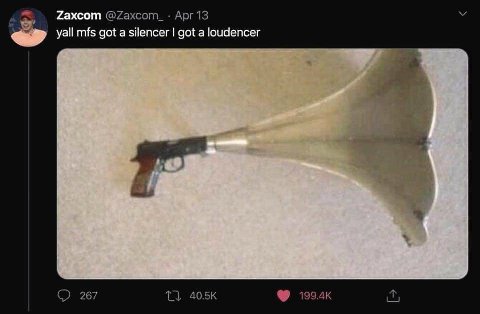Zaxcom ©@7ахсот_ Арг 13 yall mfs got a silencer got a loudencer 267 1}
