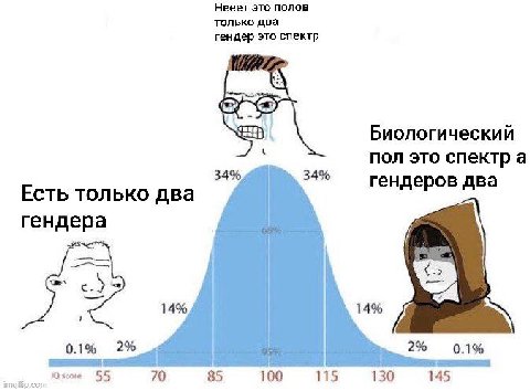 Нееет это полов только два гендер это спектр THD Биологический пол это спектра 34% 34% гендеров два Есть только два гендера 14% 14% 0.1% 2% 2% 0.1% 55 70 85 100 115 130 145