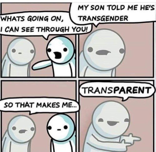 SON TOLD ME HE'S WHATS GOING ON, TRANSGENDER CAN SEE THROUGH YOU! TRANSPARENT SO THAT MAKES ME...