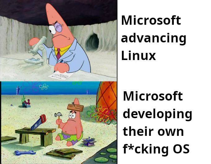 Microsoft advancing У 4 Linux Microsoft OF, developing their own a f*cking