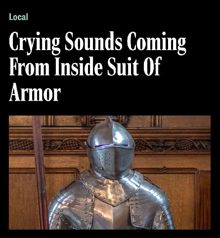 Local Crying Sounds Coming From Inside Suit Of Armor