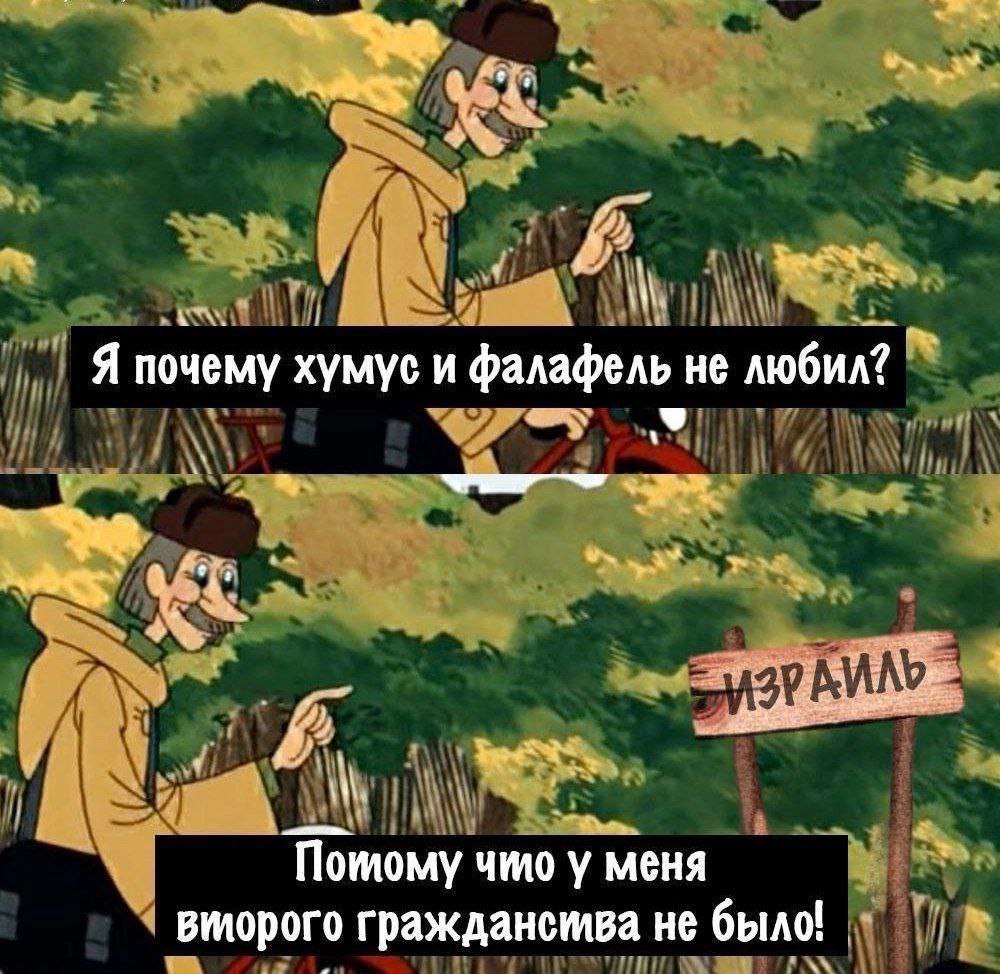 Я почему хумус и фалафель не любил? Потому umo у меня второго гражданства не