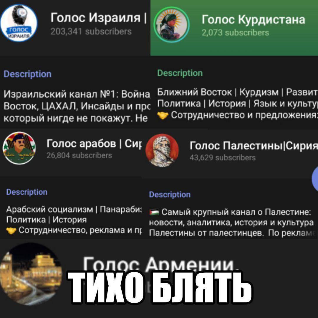 Голос Израиля Голос Курдистана )3,34 ribers 2,073 subscribers Description Description Израильский канал Война Ближний Восток Курдизм Развит Восток, ЦАХАЛ, Инсайды и npc Политика История Язык и культу 