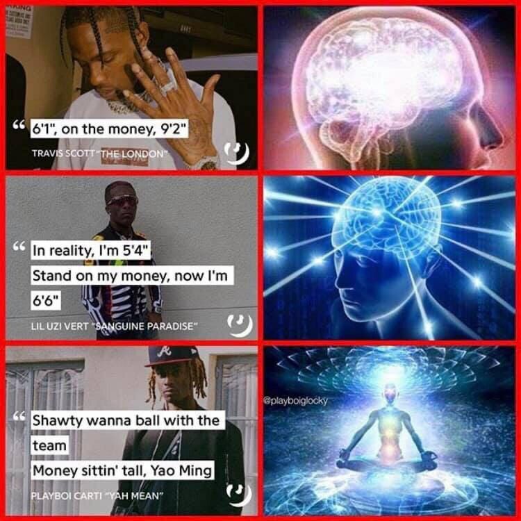 2$ 6'1", on the money, 9'2" и SCOTT*THE LONDON" In reality, 5'4" Stand on my money, now у LILUZI VERT “SANGUINE PARADISE” (2) Shawty wanna ball with the Money tall, Yao Ming РЕАУВО! САВТ