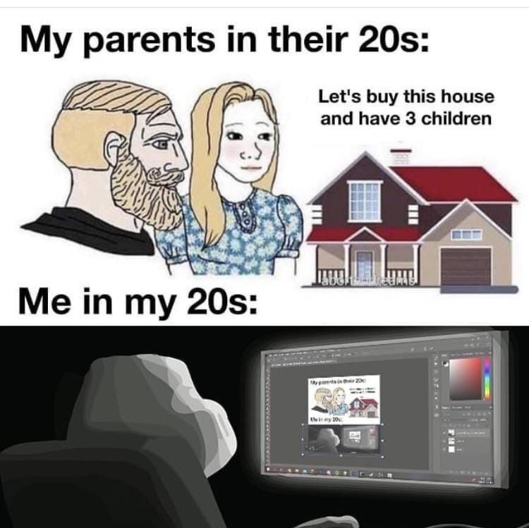 My parents in their Let's buy this house and have 3 children Мет у