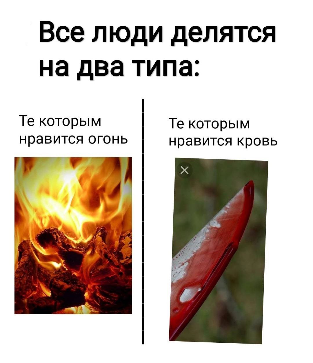 Все люди делятся на два типа: которым которым нравится огонь нравится кровь