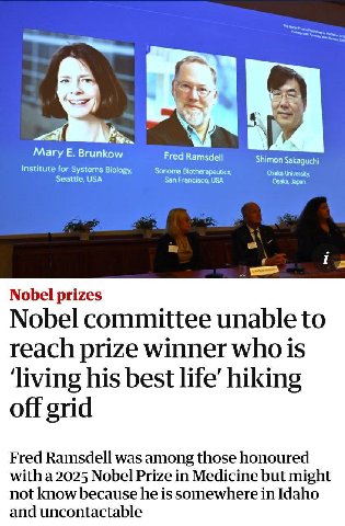 МагуЕ. Fred Ramsdell Shimon Sakaguchi Institute for Biology, Sonoma Biotherapeutics, Osaka University, San Francisco, USA Osaka, Japan Nobel prizes Nobel committee unable to reach prize winner who is 