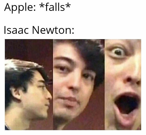 Apple: *falls* Isaac Newton: