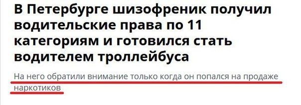 В Петербурге шизофреник получил водительские права по 11 категориям и готовился стать водителем троллейбуса На него обратили внимание только когда он попался на продаже наркотиков