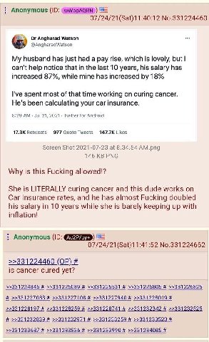 Anonymous No.331224460 Angharad Watson @AngharadWatson My husband has just had a pay rise, which is lovely, but can't help notice that in the last 10 years, his salary has increased 87%, while mine ha