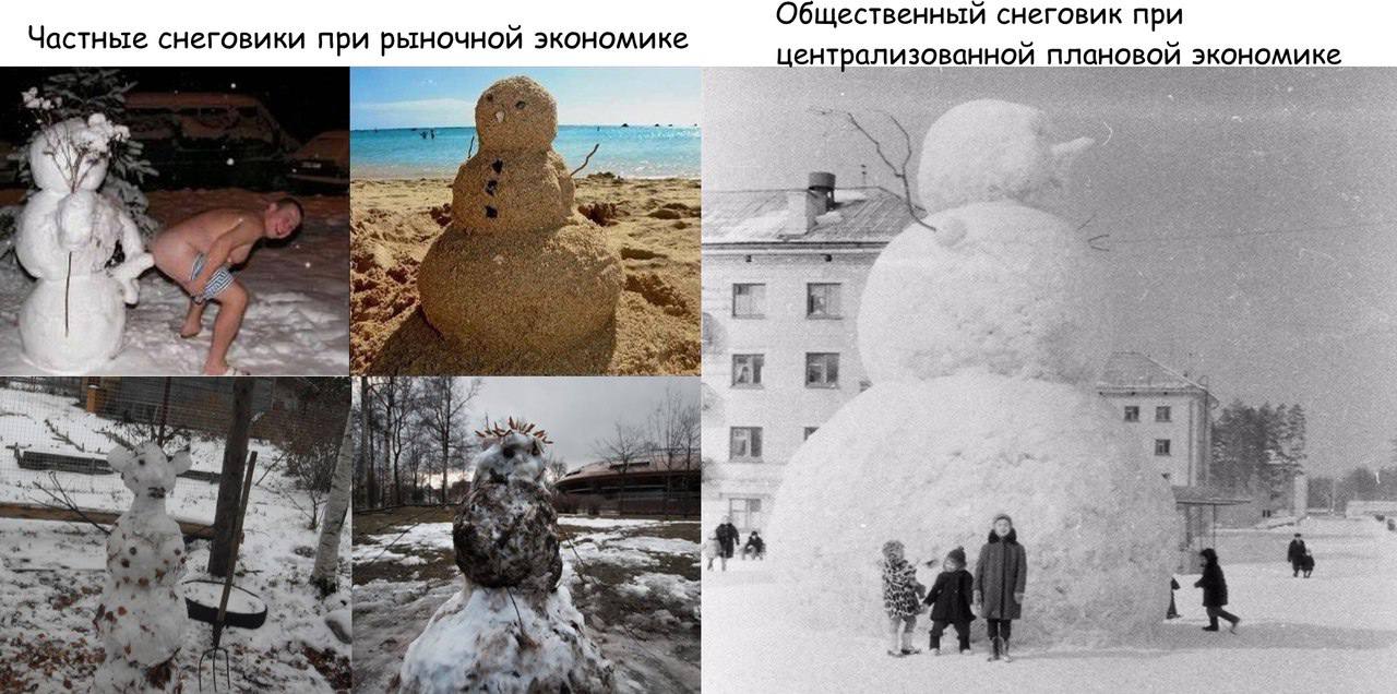 Общественный снеговик при Частные снеговики при рыночнои экономике ентрализованной плановой экономике