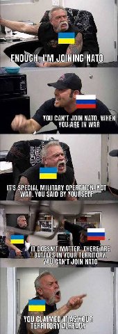 ENOUGH, JOINING NATO YOU CAN'T JOIN NATO, WHEN YOU ARE IN WAR IT'S SPECIAL MILITARY OPERATION, NOT WAR. YOU SAID YOURSELF DOESN'T MATTER. THERE ДВЕ BATTLES IN YOUR TERRITORY. YOU CAN'T JOIN НАТО YOU C