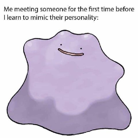 Me meeting someone for the first time before learn to mimic their personality: