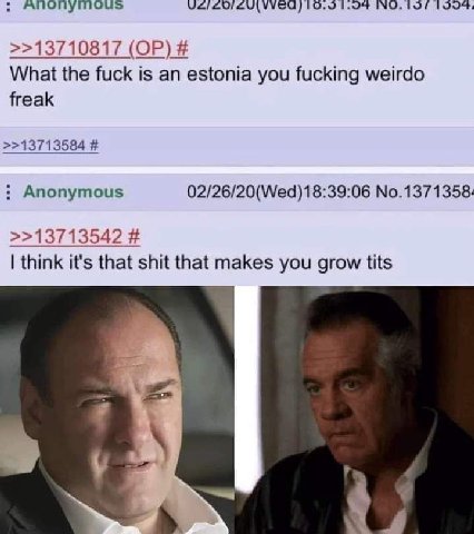 10.90 1.0% >>13710817 What the fuck is an estonia you fucking weirdo freak Anonymous 02/26/20(Wed)18:39:06 No.1371358: >>13713542 think it's that shit that makes you grow tits