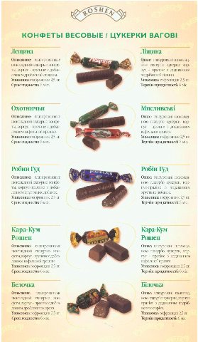 КОНФЕТЫ ВЕСОВЫЕ ЦУКЕРКИ BAT OBI Лицина Описание: Опис: глазированные шоколад- шоколадной глазурью конфе- HOW глазурю цукерки, кор- ты, корпус пралине с пус пралине додаванням лением дроблёной лещины л