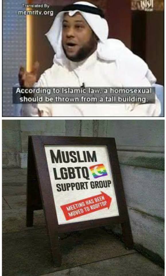 org According to Islamic law. а homosexual should be thrown from а tall building SUPPORT GROUP