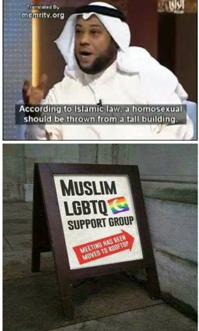org According to Islamic law. а homosexual should be thrown from а tall building SUPPORT GROUP