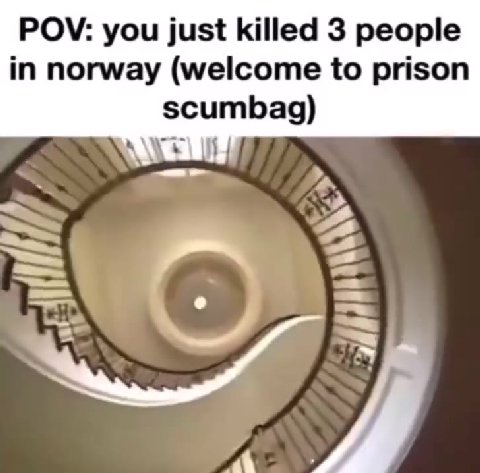 POV: you just killed 3 people in norway (welcome to prison