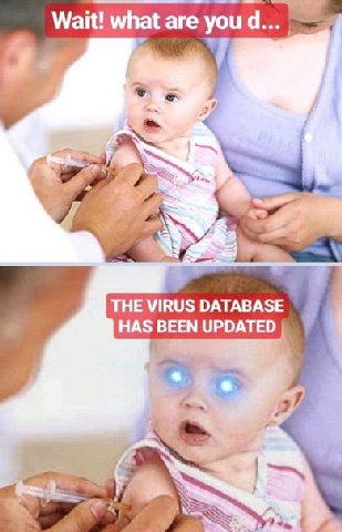 Wait! what are you 7 2 ТНЕ VIRUS DATABASE HAS UPDATED 1 2