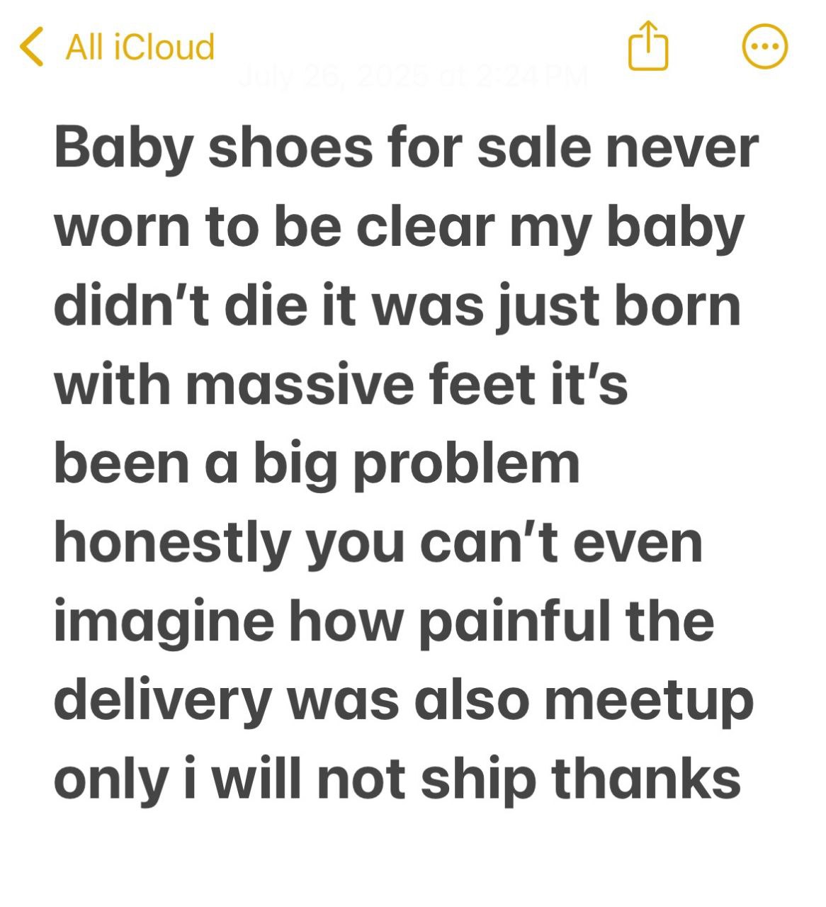 Baby shoes for sale never worn to be clear my baby didn't die it was just born with massive feet it's been a big problem honestly you can't even imagine how painful the delivery was also meetup only i