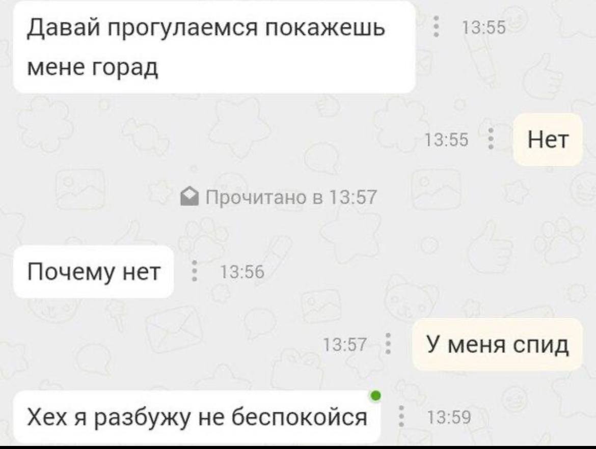 Давай прогулаемся покажешь 13:55 мене горад 13:55 Нет а Прочитано в 13:57 Почему нет 13:56 13:57 У меня спид Хех A разбужу He беспокойся 13:59