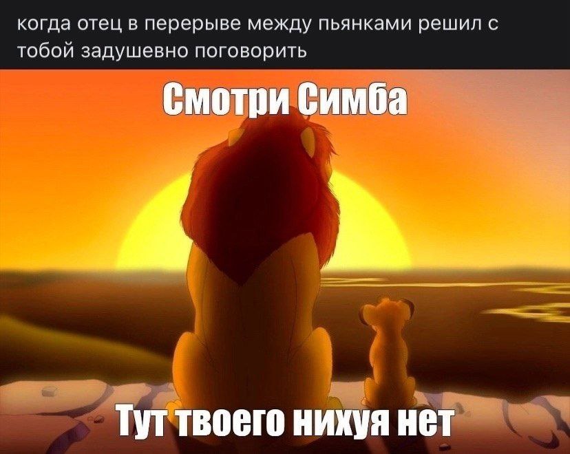когда отец в перерыве между пьянками решил с тобой задушевно поговорить Смотри Симба Тут твоего нихуя нет