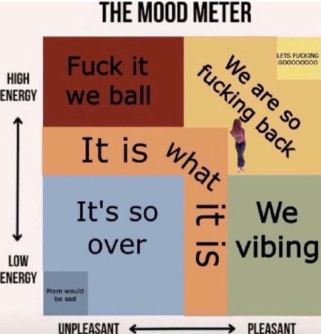 THE MOOD METER HIGH 600000000 ENERGY 6.50 It 5 50 We over ENERGY Mom would be sad