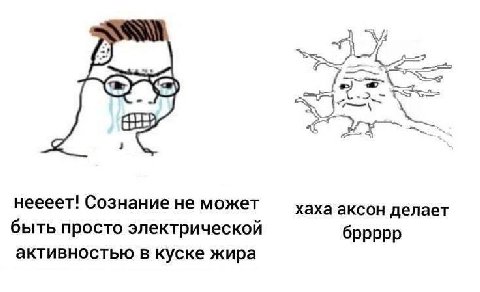 неееет! Сознание не может хаха аксон делает быть просто электрической бррррр активностью в куске жира