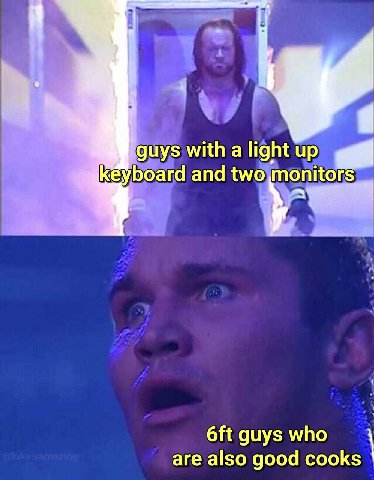 with а light up keyboard and two monitors guys who are also good cooks