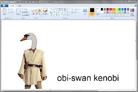 100 Ноте Мем 7} Crop Outline cut Paste ору {7 Resize Size Color Color Edit Rotate 2 Brushes 2 colors Tools Colors Clipboard Image Shapes obi-swan kenobi