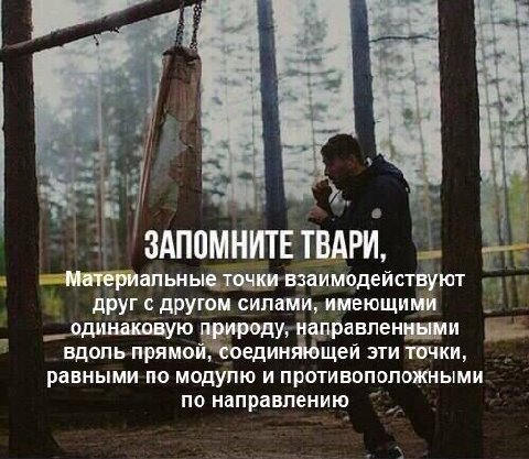 ЗАПОМНИТЕ ТВАРИ, Материальные точки взаимодействуют друг с другом силами, имеющими одинаковую природу, направленными вдоль прямой, соединяющей эти точки, равными по модулю и противоположными по направ