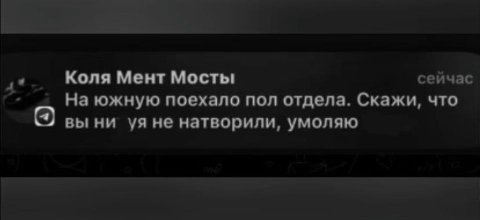 Коля Мент Мосты сейчас На южную поехало пол отдела. Скажи, что вы ни не натворили, умоляю