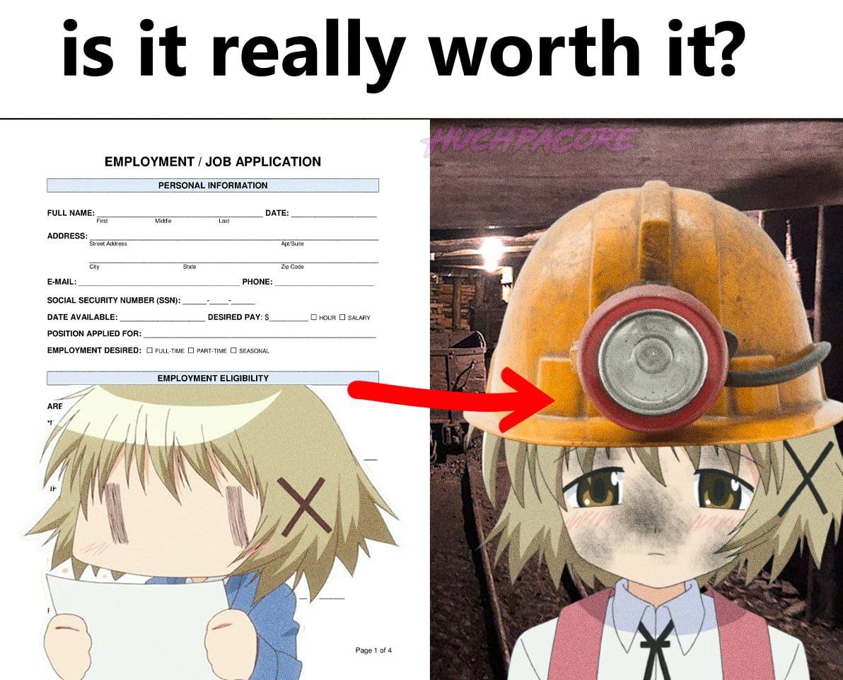is it really worth it? EMPLOYMENT JOB APPLICATION SOCIAL SECURITY NUMBER в а POSITION APPLIED FOR: EMPLOYMENT DESIRED: 4 АВЕ “a у