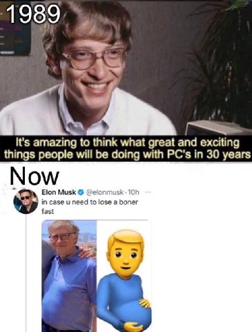 It's amazing to think what great and exciting things people will be doing with PC's in 30 years Now Elon Musk @elonmusk-10h 55 in case и need to lose a boner fast А