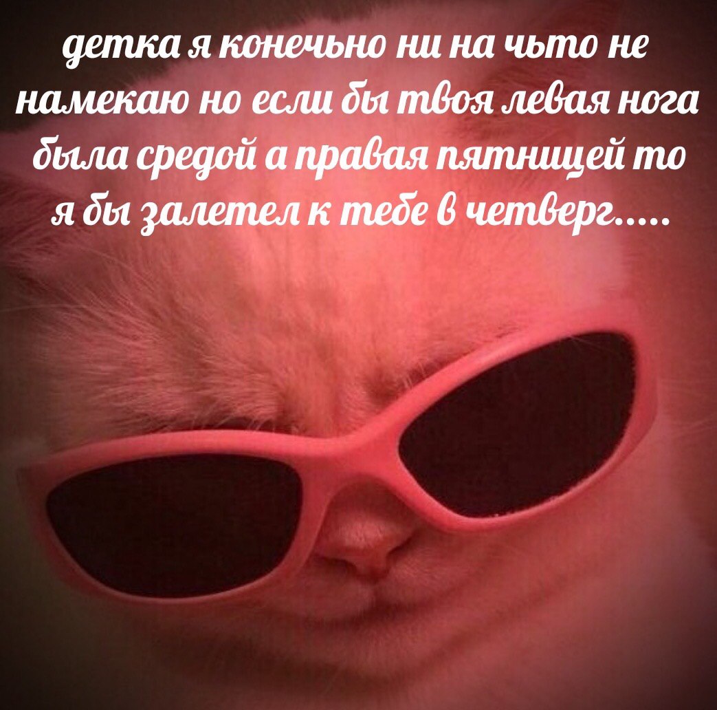 детка я конечьно ни на чьто не намекаю но если твоя левая нога была средой а правая пятниией то я бы залетел к тебе 6 uemGepz.....