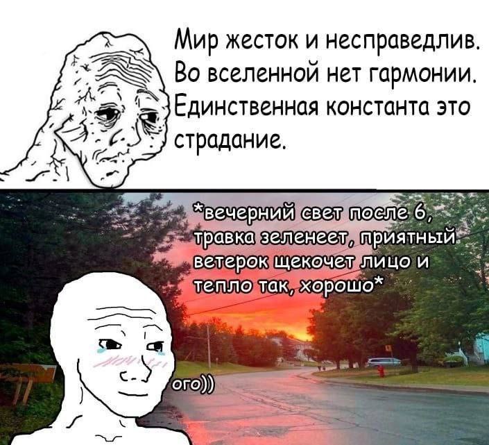Мир жесток и несправедлив Во вселенной нет гармонии Единственная константа это 2% и страдание сле: 6; очел ли и. орошо