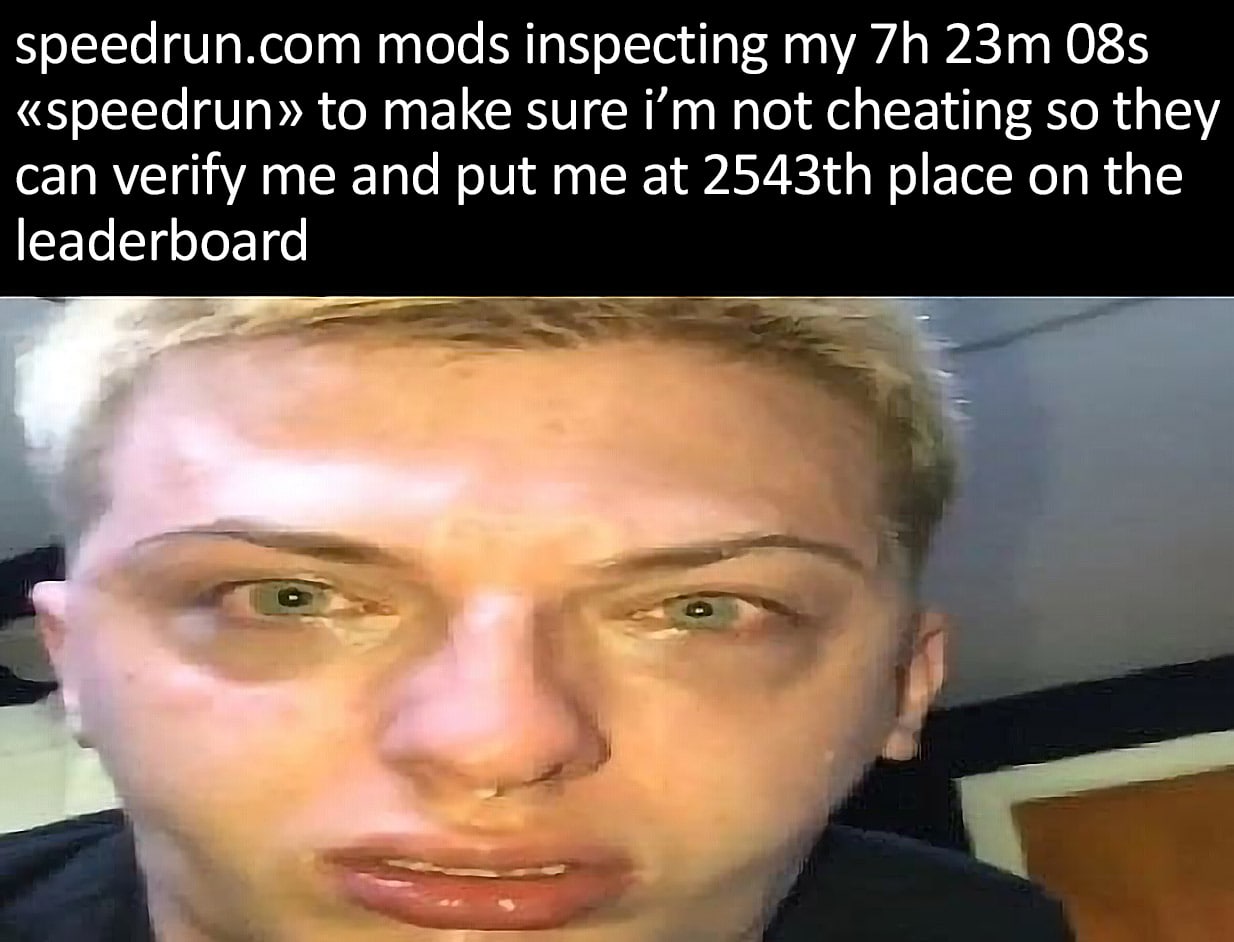 speedrun.com mods inspecting my 085 «speedrun» to make sure not cheating so they can verify me and put me at place on the leaderboard