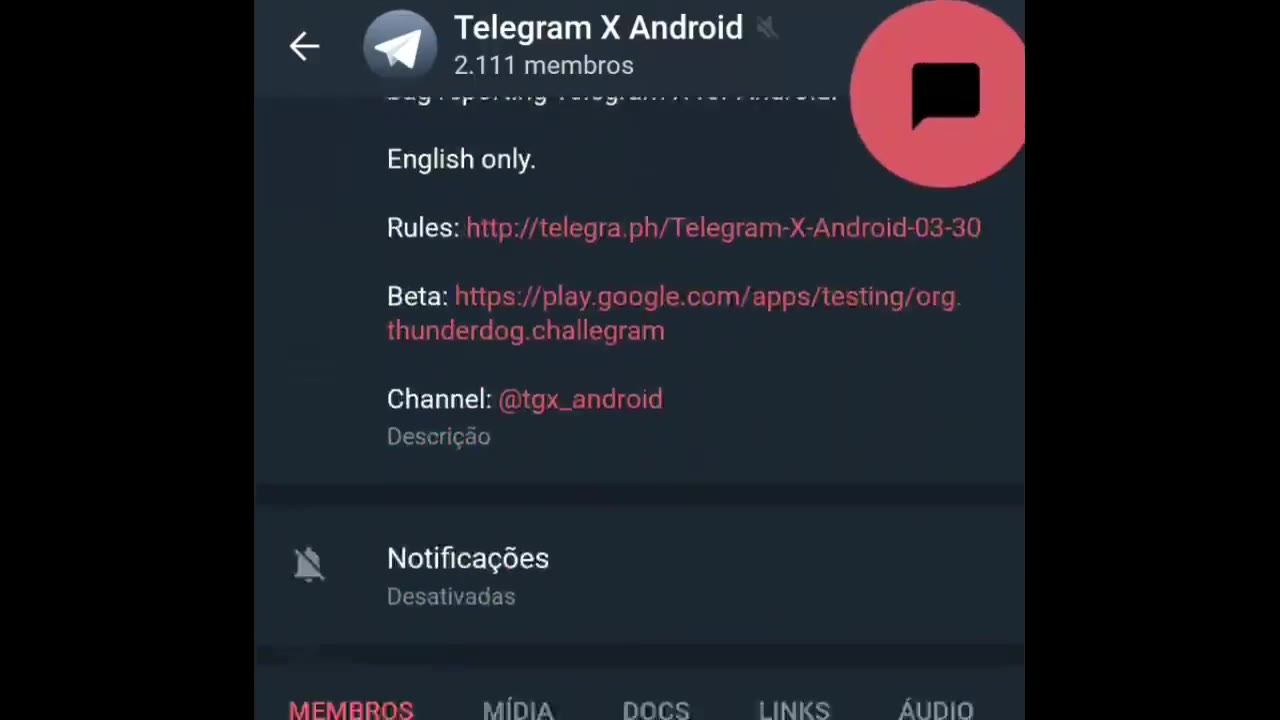 2 a Telegram X Android Beta: https://play.gaogle.com/apps/testing/org thunderdog.challegram Channel: @tgx_android MEMAROS MIDIA pocs LINKS AUDIO