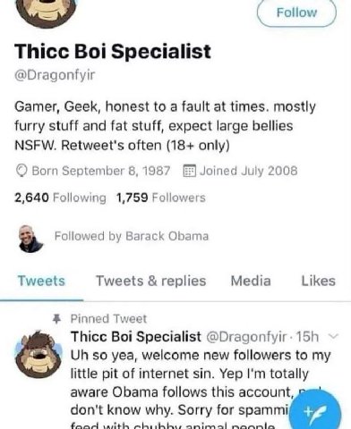 Follow Thicc Boi Specialist @Dragonfyir Gamer, Geek, honest to a fault at times. mostly furry stuff and fat stuff, expect large bellies NSFW. Retweet's often (18+ only) Born September 8, 1987 Joined J
