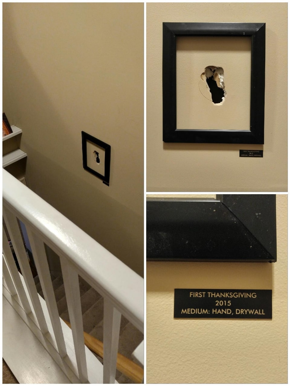 FIRST THANKSGIVING 2015 MEDIUM: HAND, DRYWALL