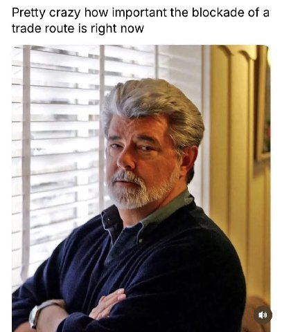 Pretty crazy how important the blockade of a trade route is right now