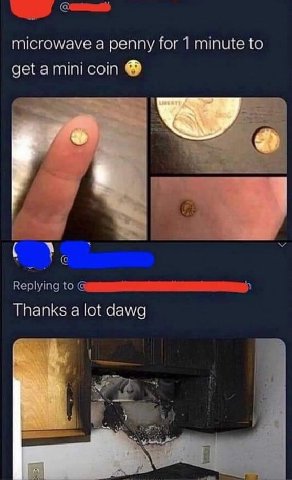 microwave a penny for 1 minute to get сот Replying to Thanks a lot dawg