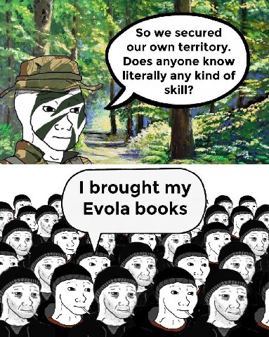 So we secured 3% our own territory. Does anyone know literally any kind of skill? brought my Evola books