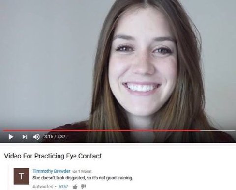 315/437 Video For Practicing Eye Contact She look disgusted, so it’s not good training