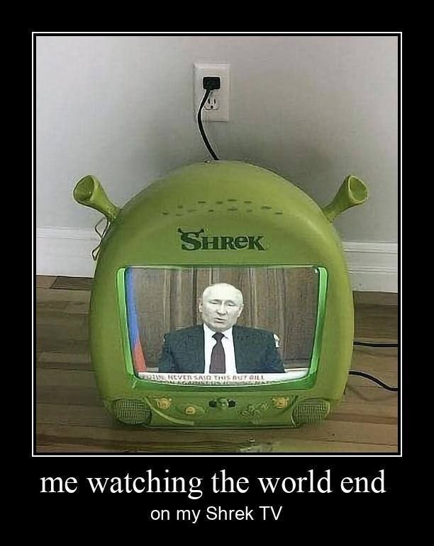me watching the world end on my Shrek