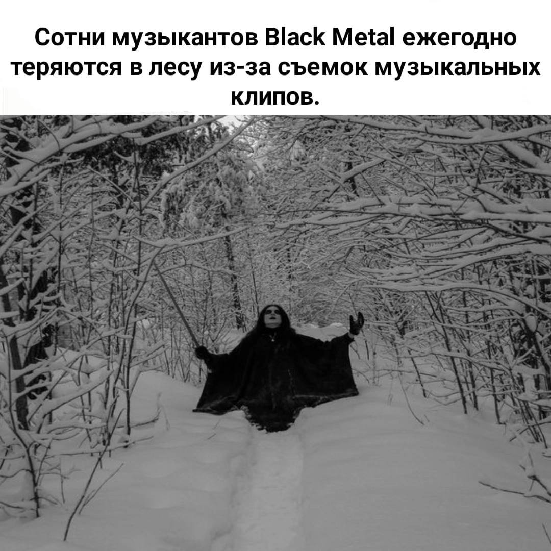 Сотни музыкантов Black Metal ежегодно теряются в лесу из-за съемок музыкальных клипов.