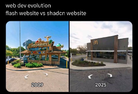 web dev evolution flash website shadcn website 2025