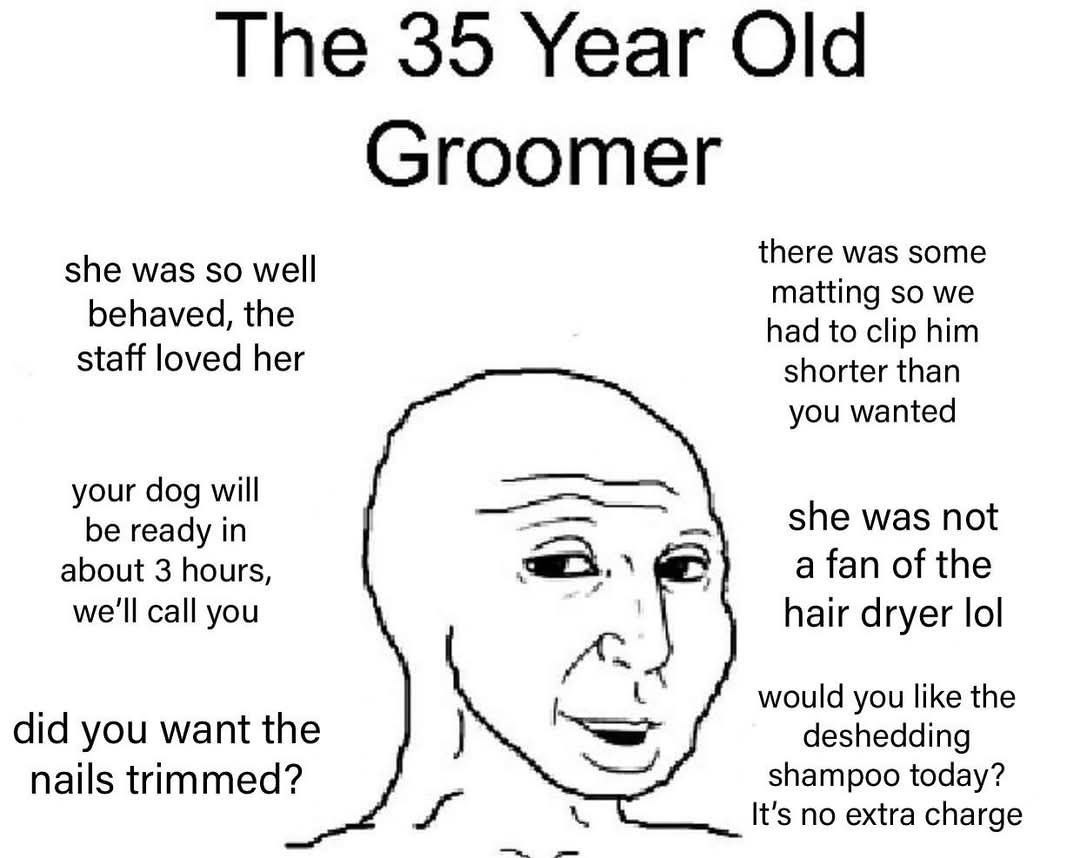 The 35 Year Old Groomer there was some she was $0 well behaved, the matting so we had to clip him staff loved her shorter than you wanted your dog will she was not be ready in a fan of the about 3 hou