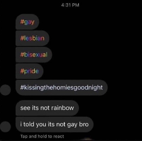 4:31 #дау #lesbian #bisexual #pride #kissingthehomiesgoodnight see its not rainbow i told you its not gay bro Tap and hold to react